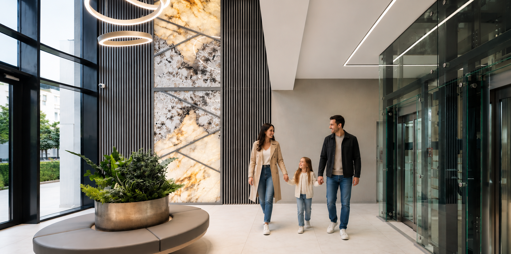 Eleganckie lobby Aloha Residence, recepcja, consierge i monitoring 24h